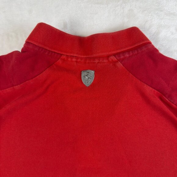 Puma Ferrari Polo Shirt Mens M Red‎ Short Sleeve Collared Logo Casual - Picture 8 of 12